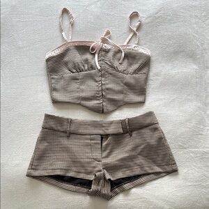 Checkered Crop Top and Shorts Set